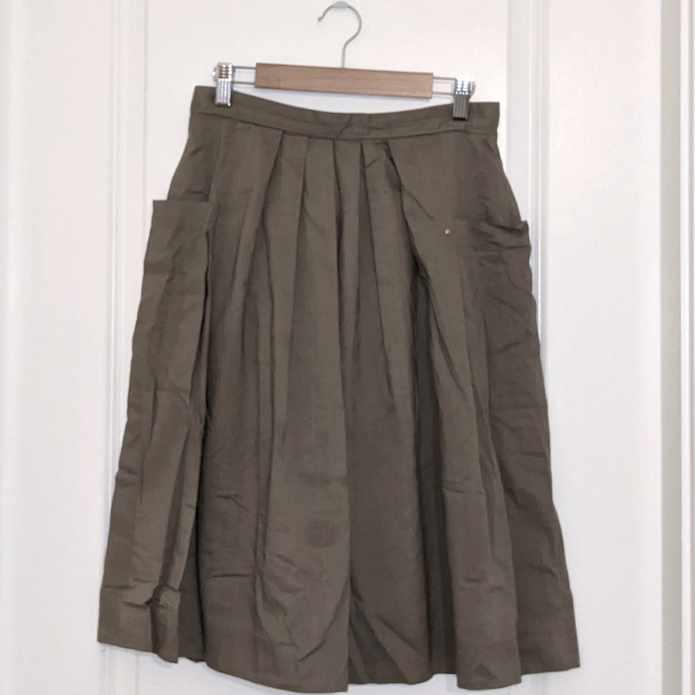 Anthro Linen Midi Skirt w/ pockets